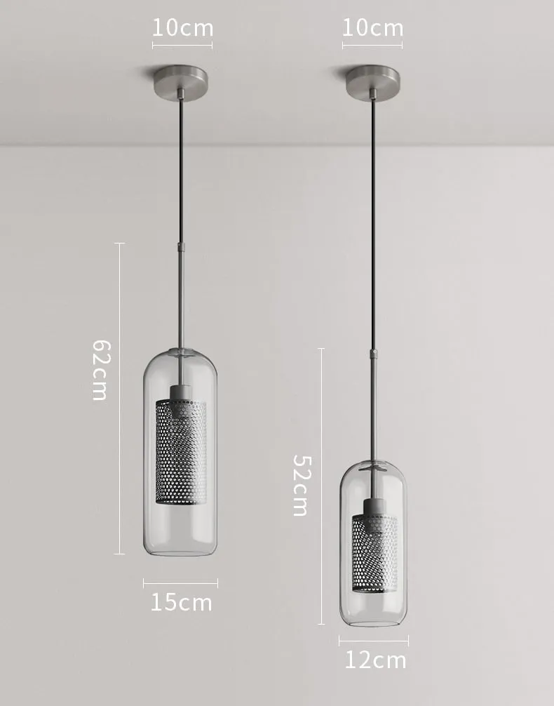 Ramoona Clear Glass Metal Grill Pendant Lamp