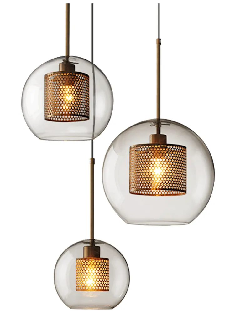 Ramoona Clear Glass Metal Grill Pendant Lamp