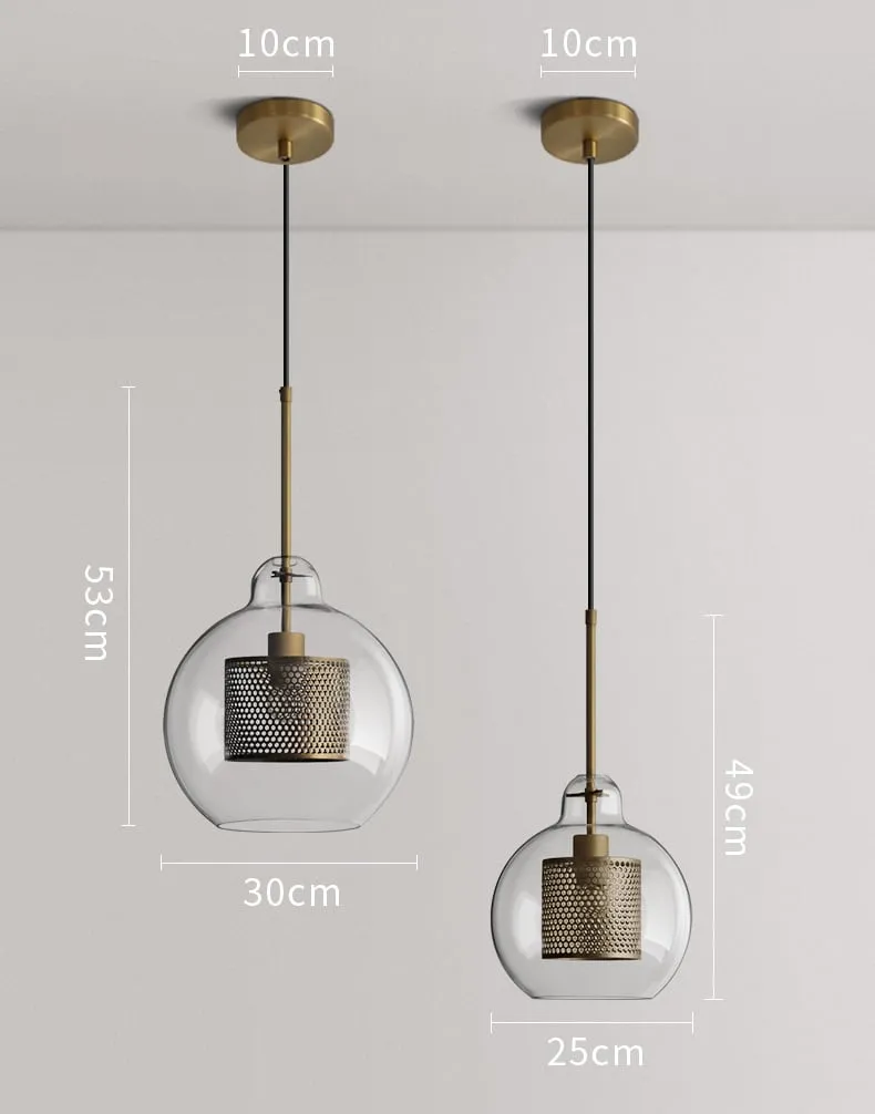 Ramoona Clear Glass Metal Grill Pendant Lamp