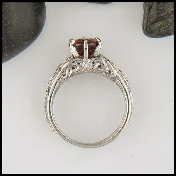 Raspberry Rhodolite Garnet Cathedral Ring in Gold