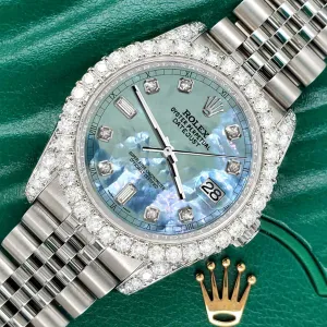 Rolex Datejust  36mm 4CT Diamond Bezel/Lugs/Tahitian Blue MOP 6 9 Baguette TFJ-142508642