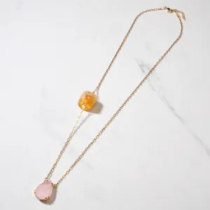 Rose Quartz & Citrine Drop Necklace