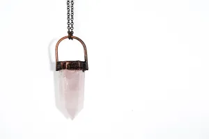 Rose Quartz crystal necklace | Electroformed crystal necklace