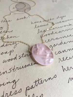 Rose Quartz Pendant Necklace on 14K Gold Fill or Sterling Silver