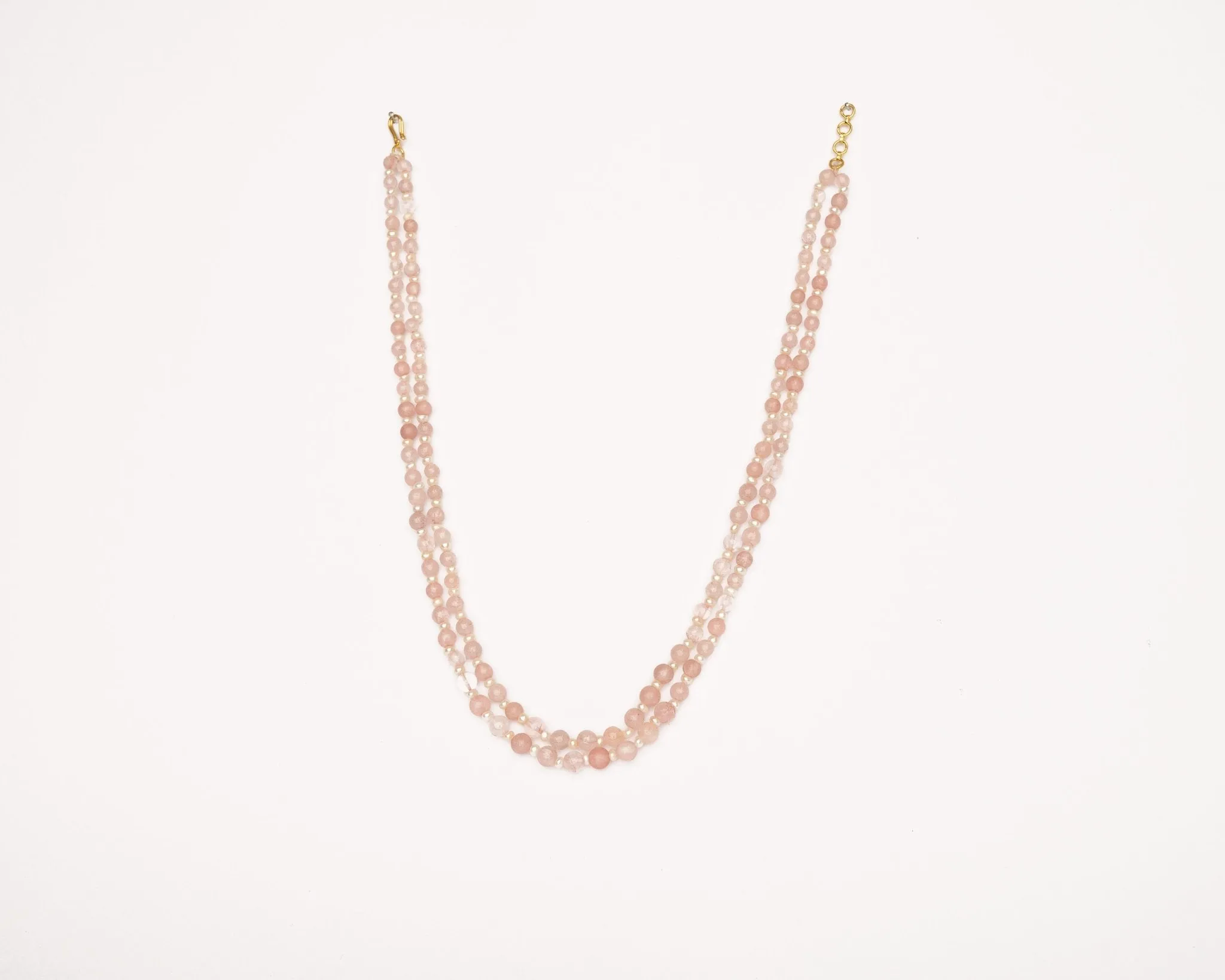 Rose Quartz With Pearl Necklace