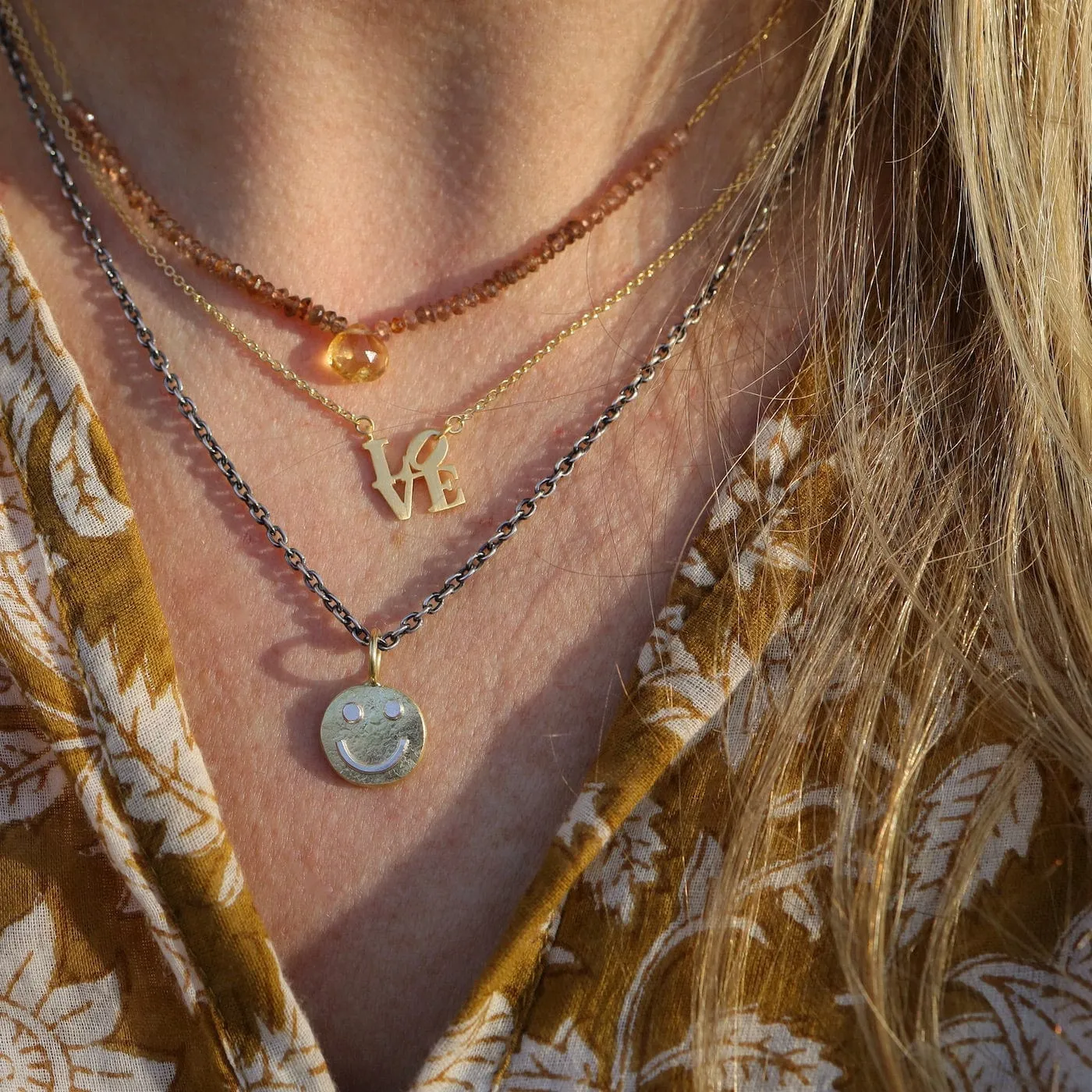 Rutilated Quartz Arc & Citrine Briolette Drop Necklace