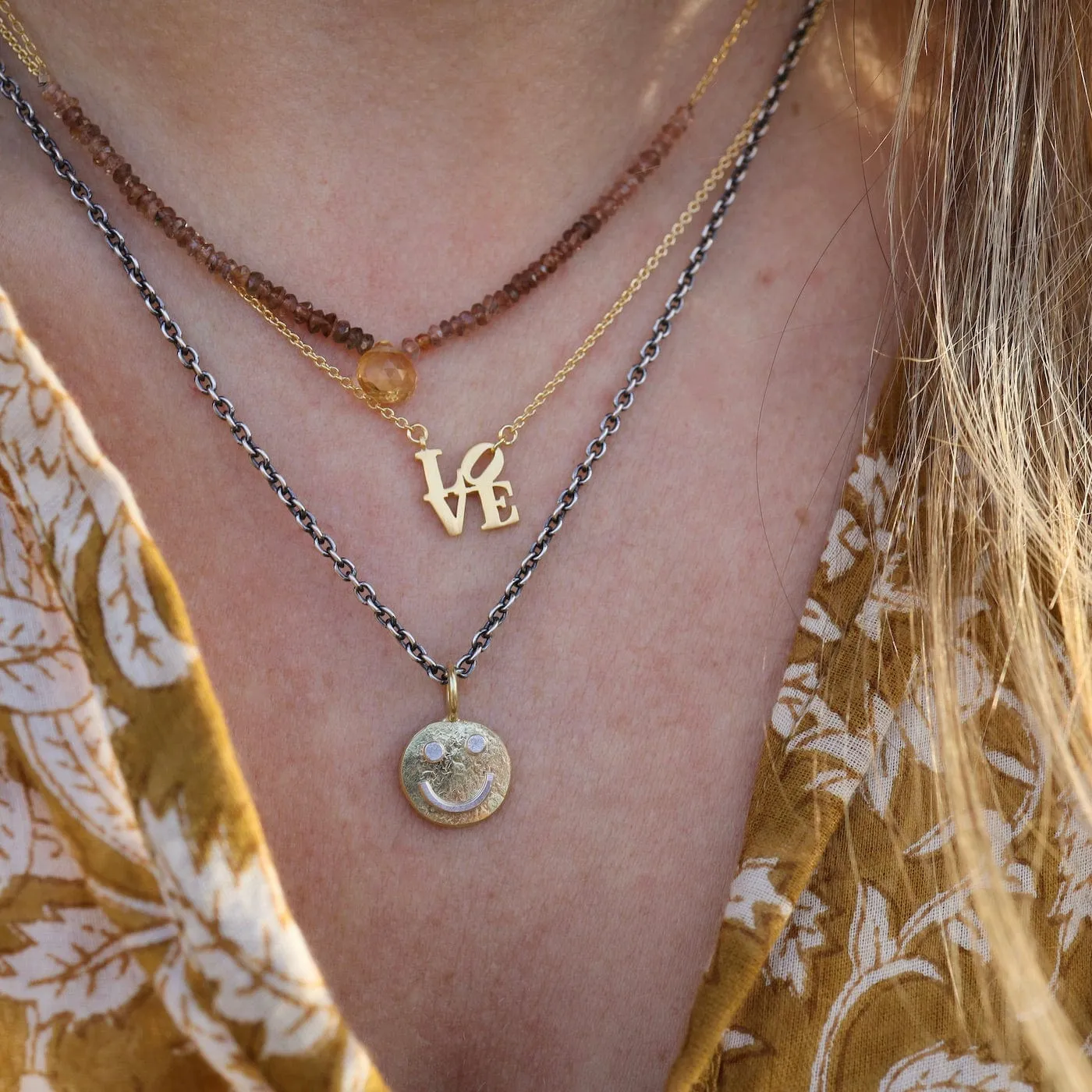 Rutilated Quartz Arc & Citrine Briolette Drop Necklace