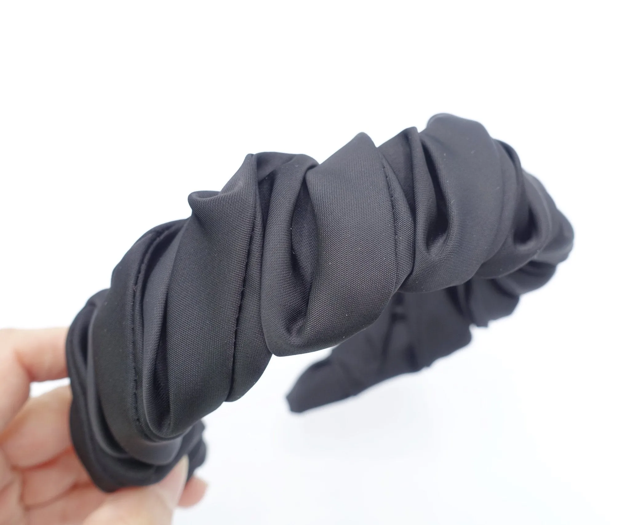 satin spiral wave headband pleated wrap feminine stylish hairband women hair accessory