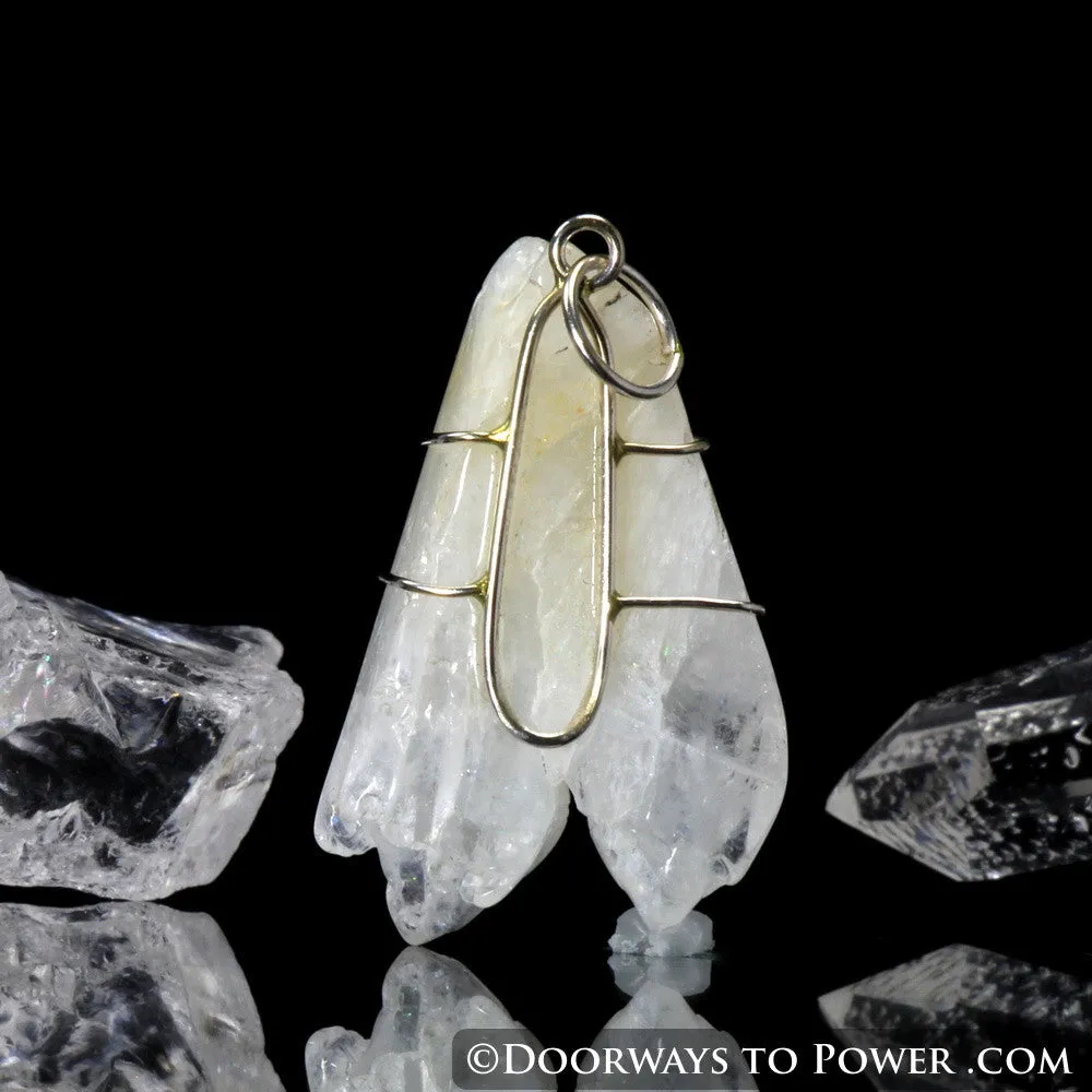 Sauralite Twin Azeztulite Crystal Pendant Azozeo Activated .925 SS RARE