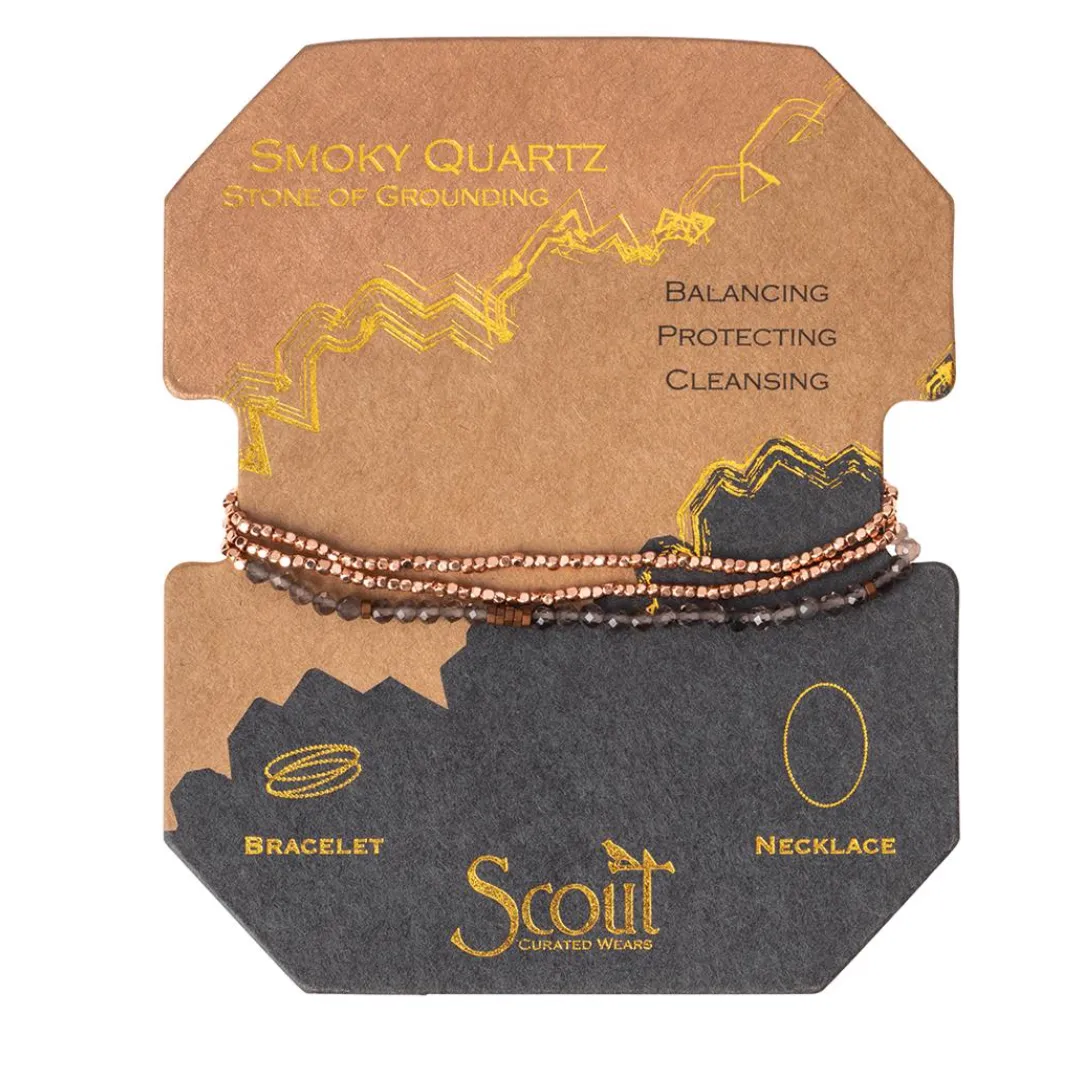 Scout Delicate Stone Wrap Bracelet / Necklace - Smoky Quartz Stone Of Grounding