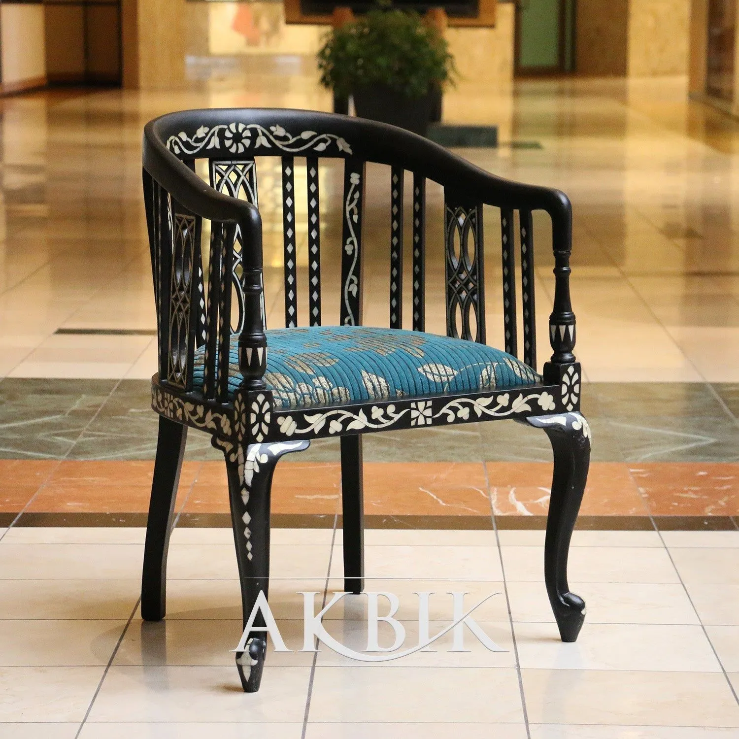 Seashell Symphony Mother of Pearl Inlaid Chair.