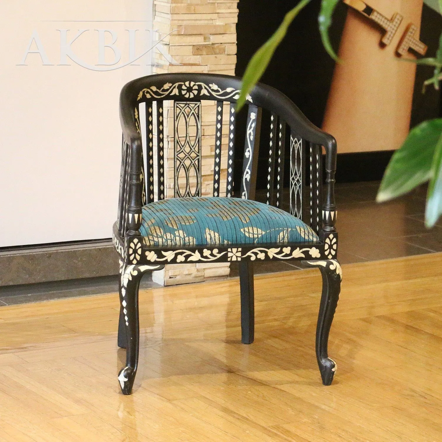 Seashell Symphony Mother of Pearl Inlaid Chair.