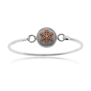 Silver & Gold Diamond Snowflake Bangle Bracelet