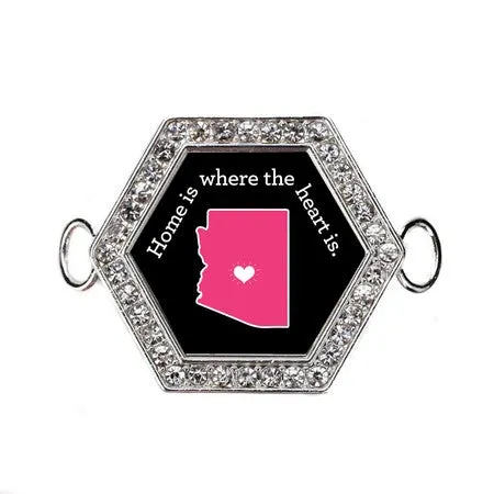 Silver Arizona State Heart Hexagon Charm Bangle Bracelet