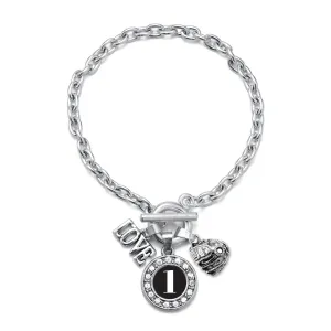 Silver Baseball Glove - Sports Number 1 Circle Charm Toggle Bracelet