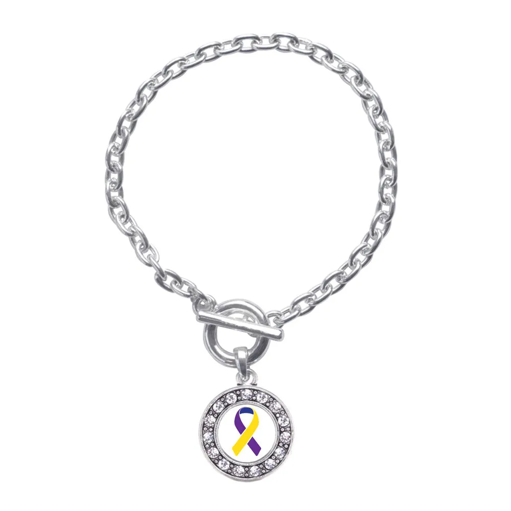 Silver Bladder Cancer Awareness Circle Charm Toggle Bracelet