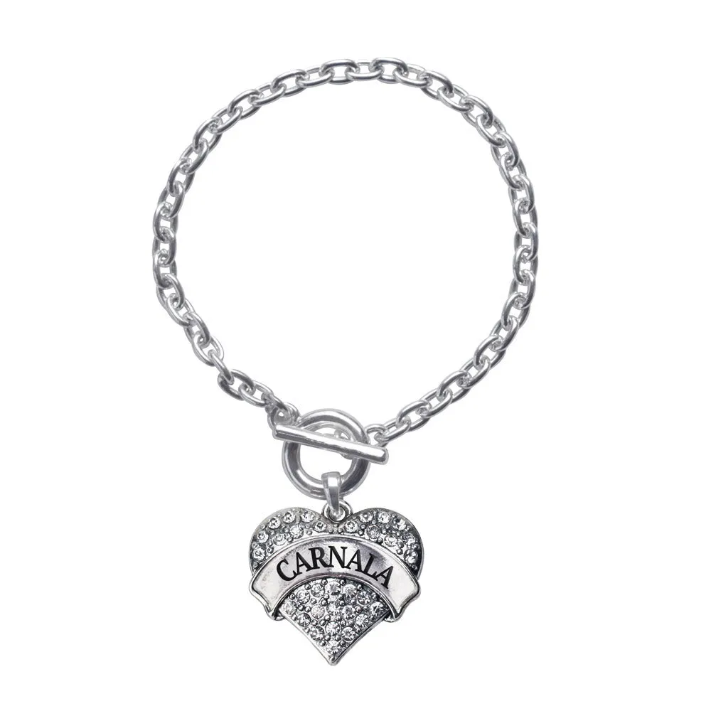 Silver Carnala - Sister Pave Heart Charm Toggle Bracelet