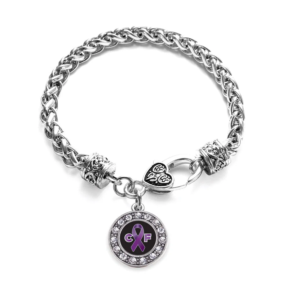 Silver Cystic Fibrosis Circle Charm Braided Bracelet