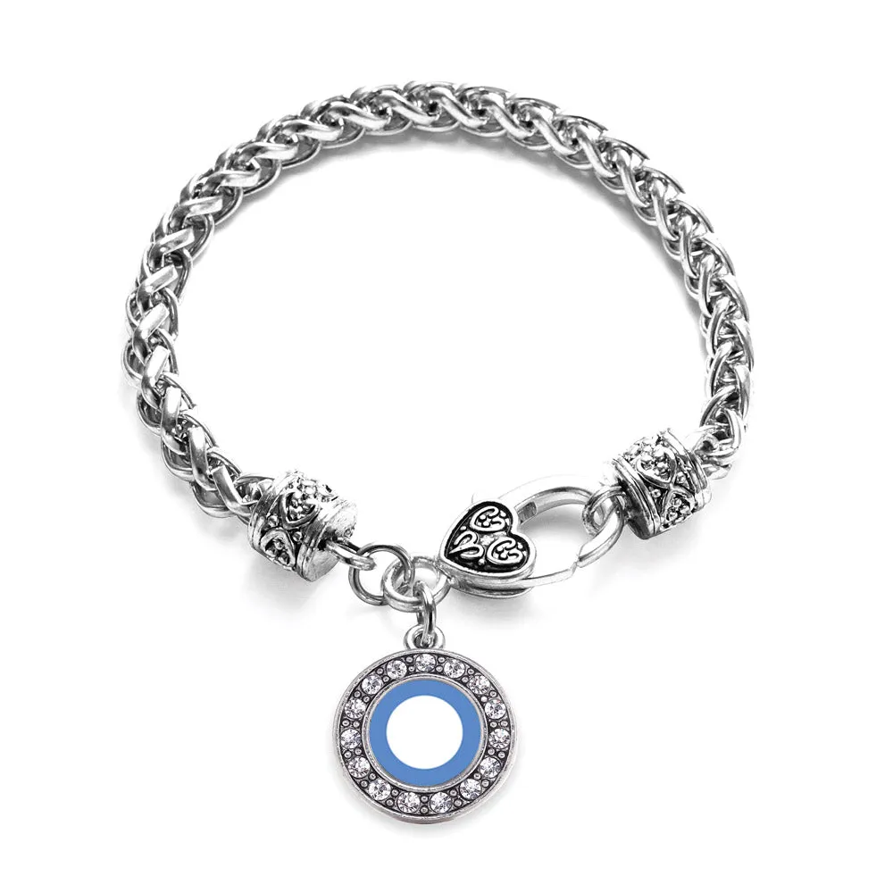 Silver Diabetes Blue Symbol Circle Charm Braided Bracelet