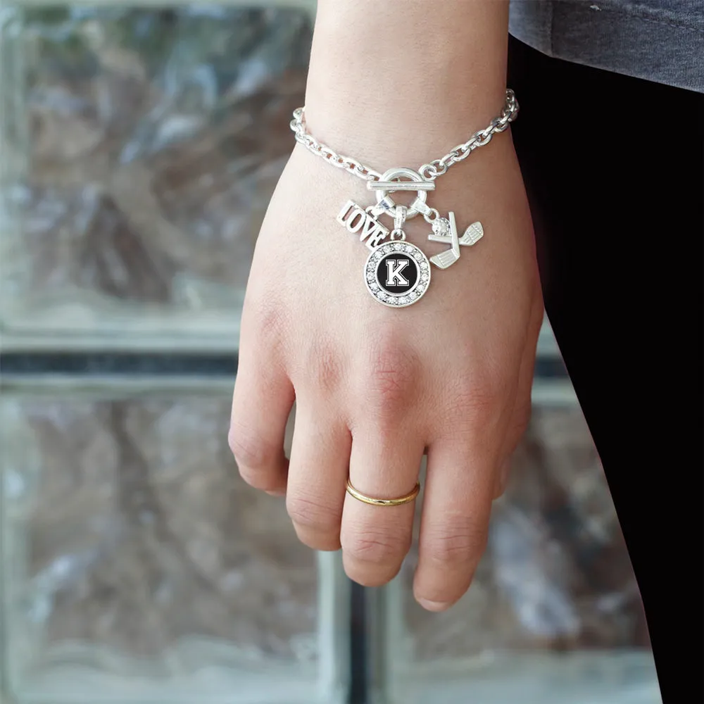 Silver Golf - Sports Initial K Circle Charm Toggle Bracelet