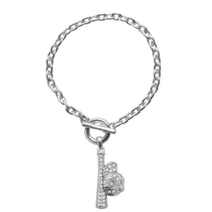 Silver Hat and Bat Charm Toggle Bracelet