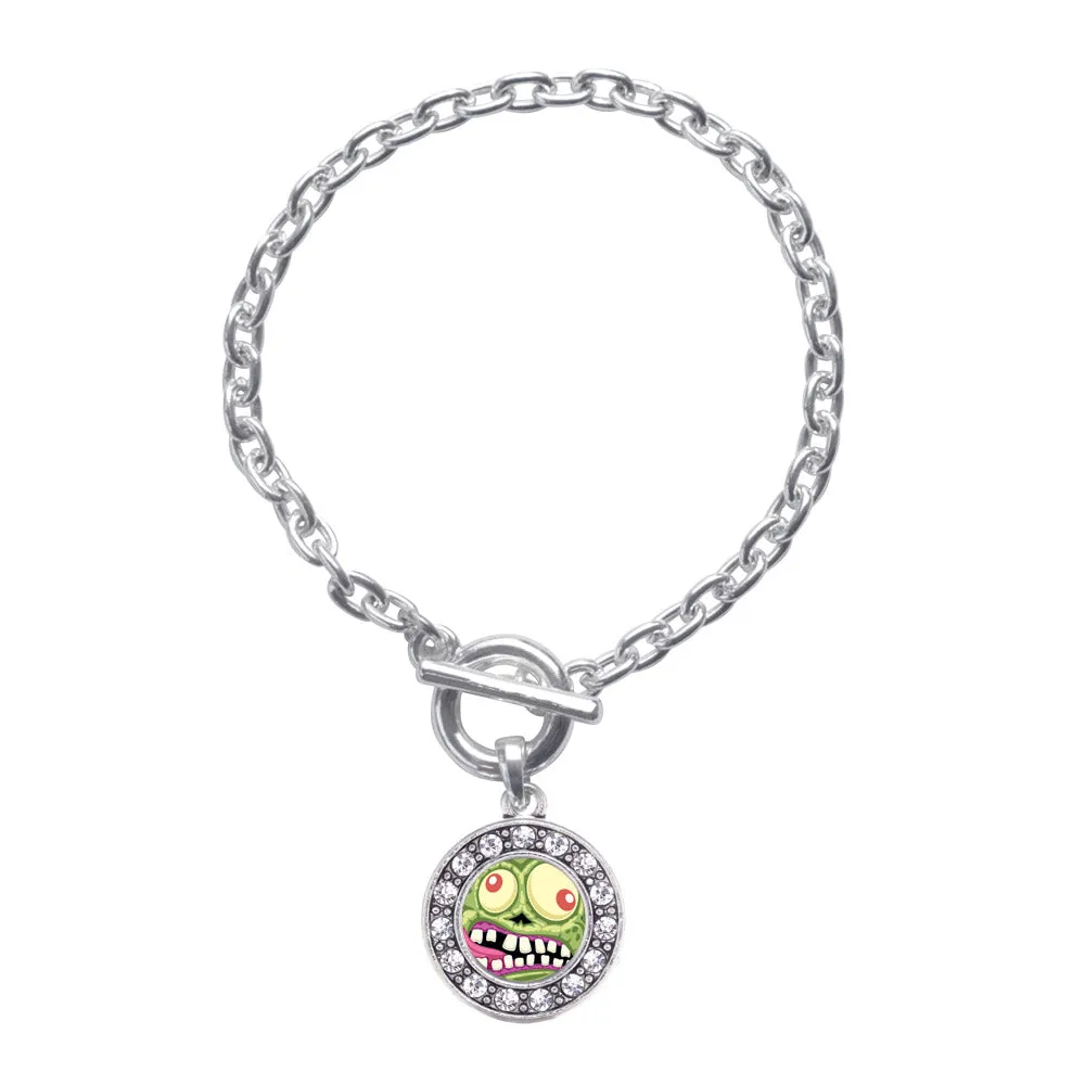 Silver Hungry Zombie Circle Charm Toggle Bracelet