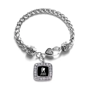 Silver Judo Square Charm Braided Bracelet