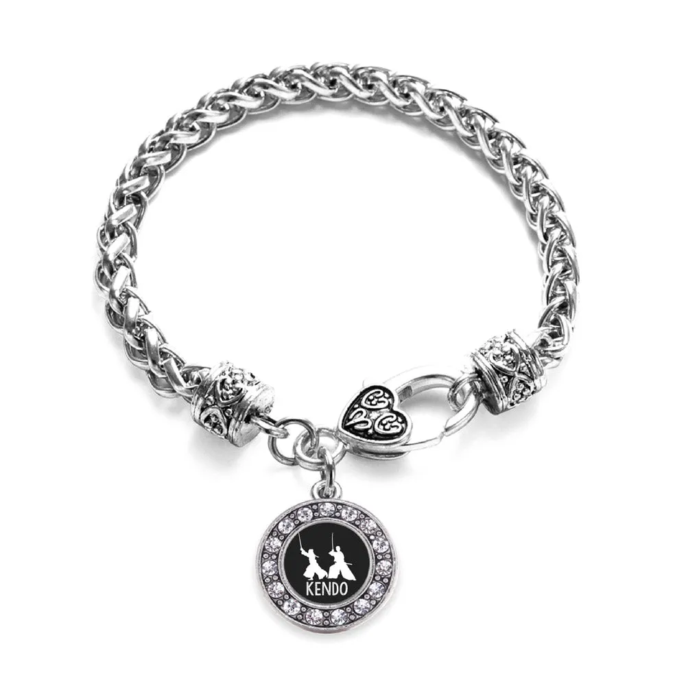 Silver Kendo Circle Charm Braided Bracelet