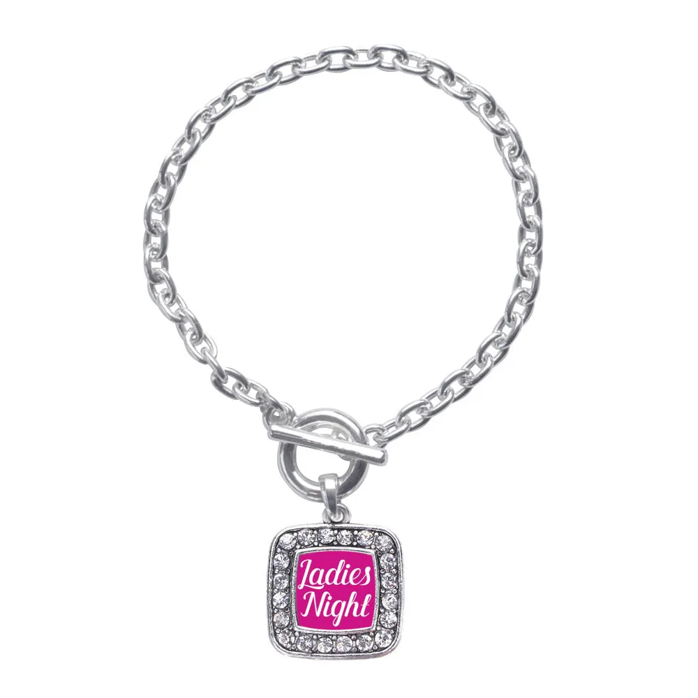 Silver Ladies Night Square Charm Toggle Bracelet