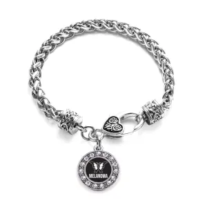 Silver Melanoma Circle Charm Braided Bracelet