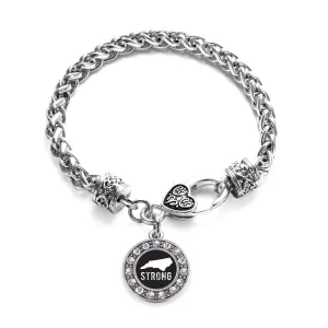 Silver North Carolina Strong Circle Charm Braided Bracelet