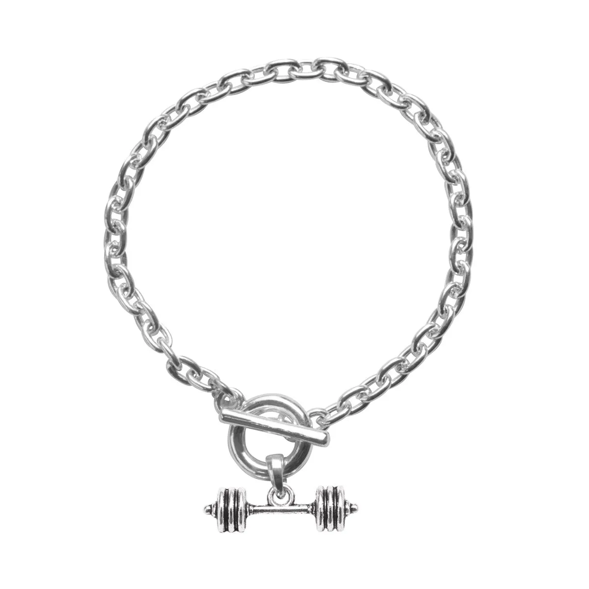 Silver Petite Dumbbell Bar Charm Toggle Bracelet