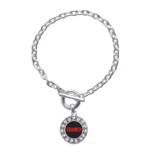 Silver Red Trainer Circle Charm Toggle Bracelet