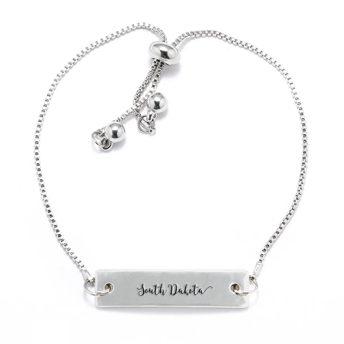 Silver South Dakota Adjustable Bar Bracelet