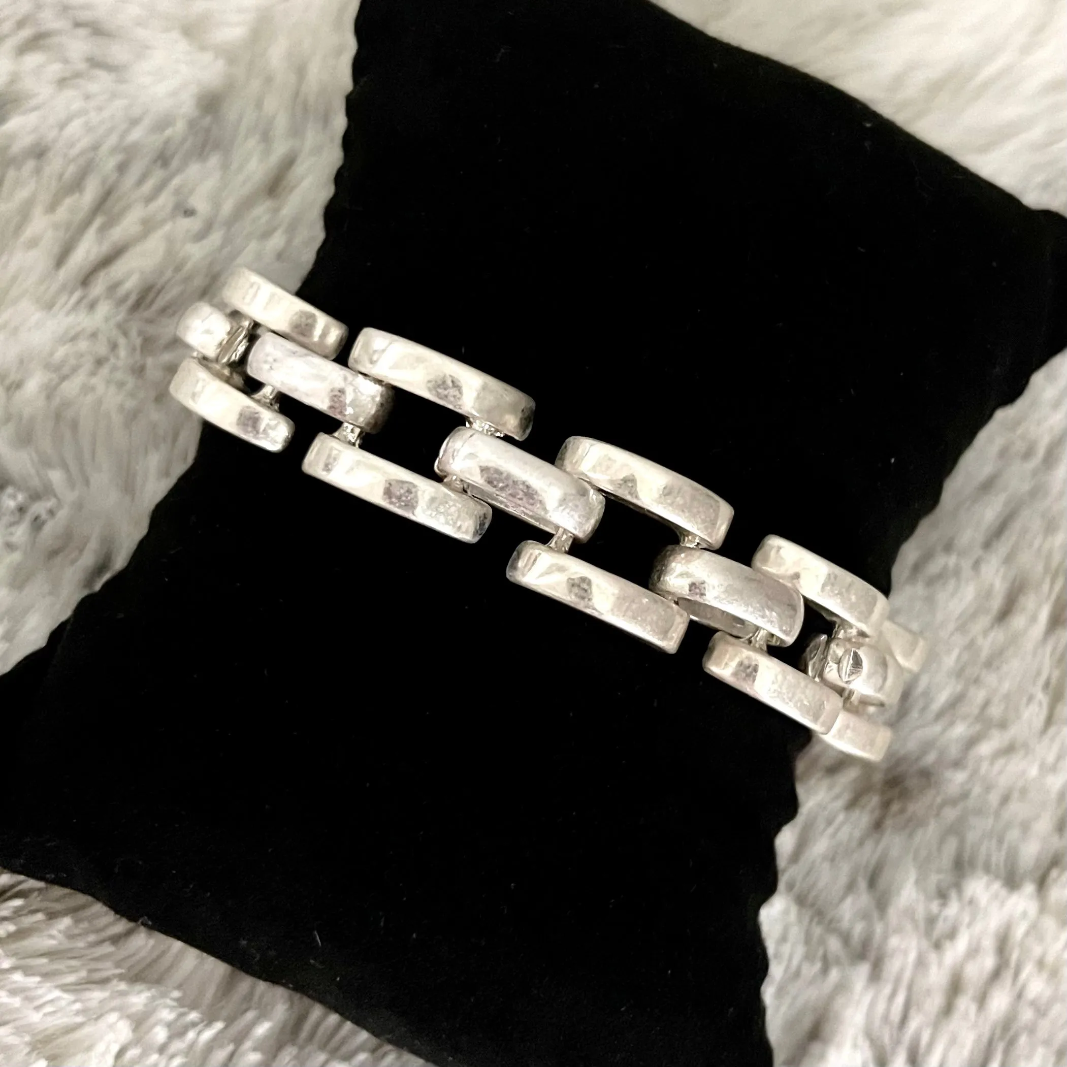 Silver Statement Brushed Matte Chain Link Chunky Bracelet