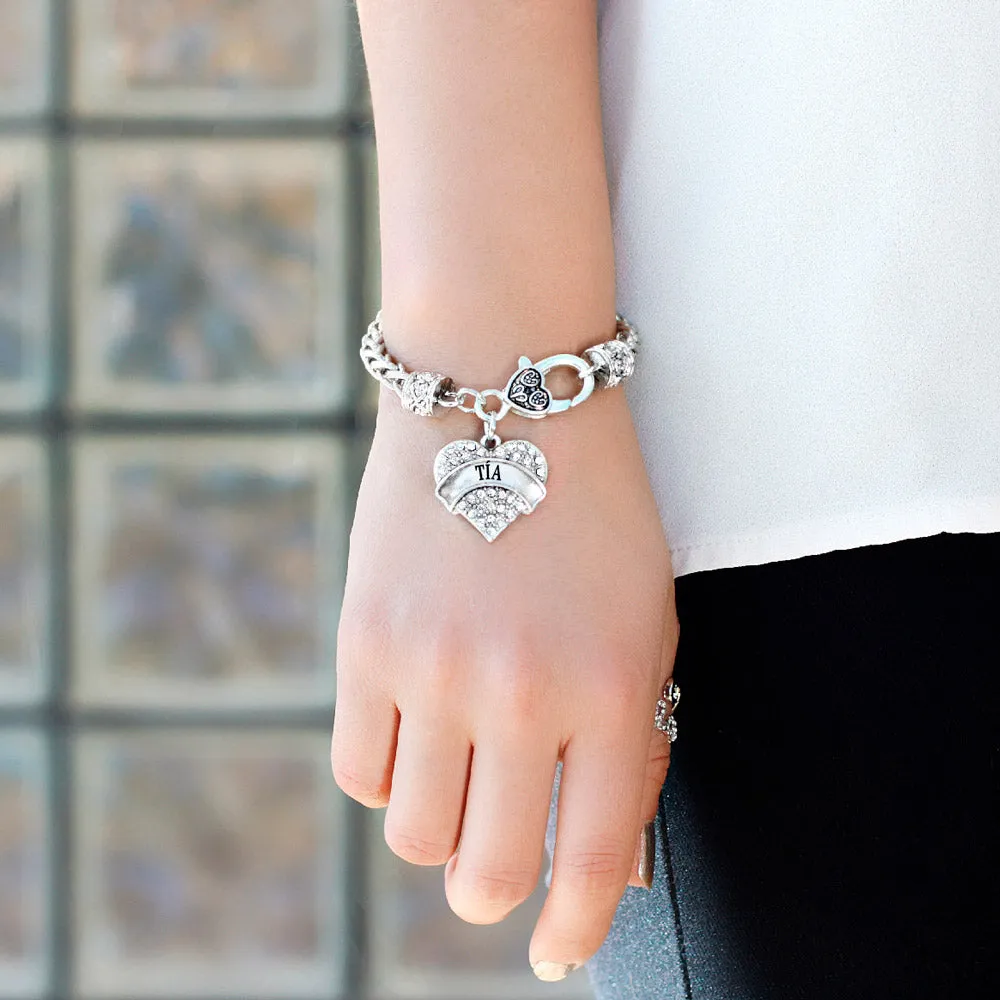 Silver Tía Pave Heart Charm Braided Bracelet