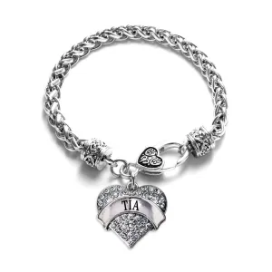 Silver Tía Pave Heart Charm Braided Bracelet