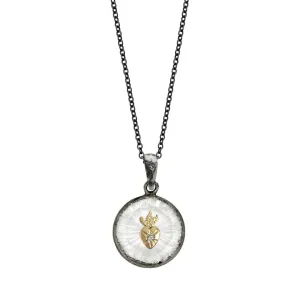 Small Round Sacred Heart Quartz Medallion Necklace