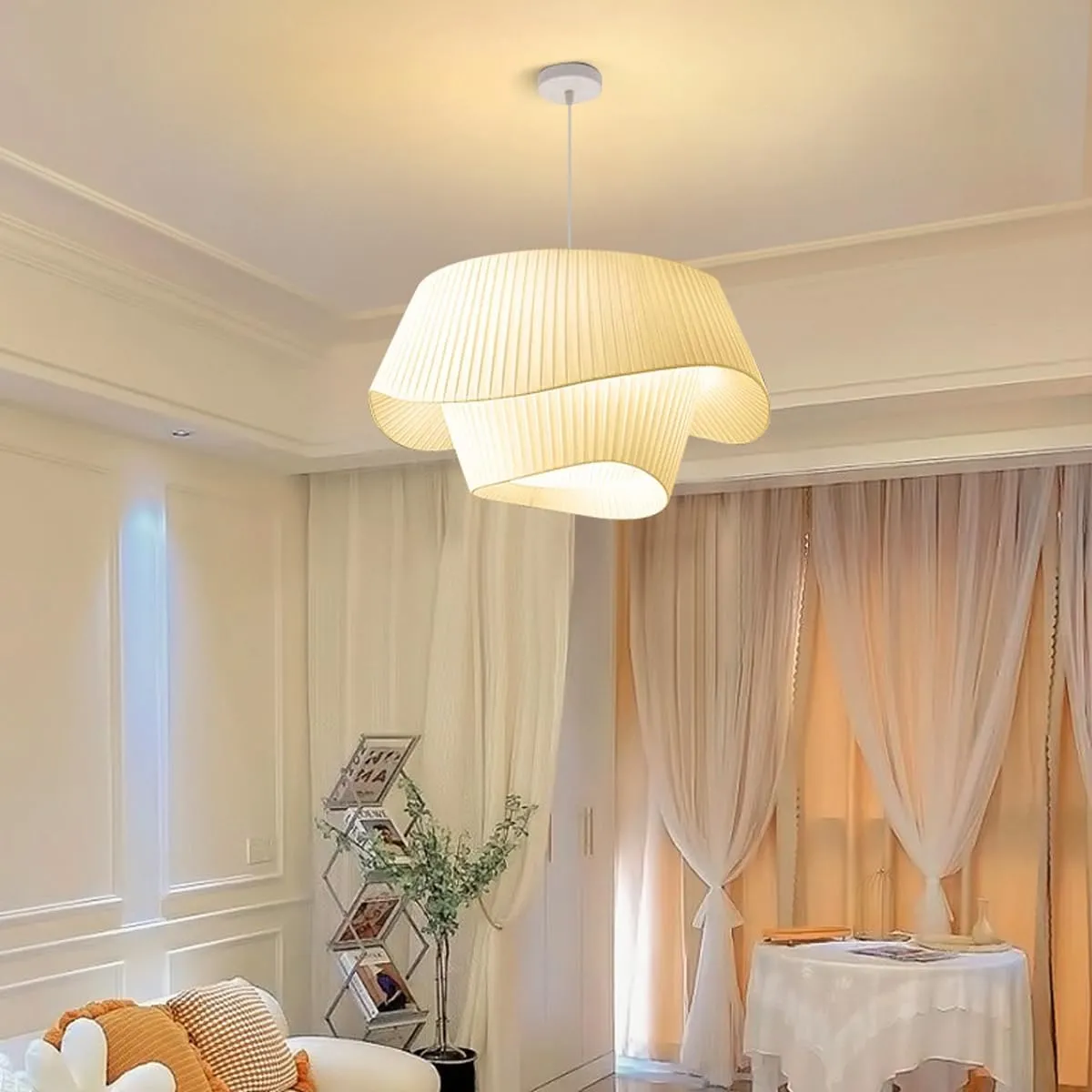 Somerled Smooth Pleated Cloth Pendant Lamp