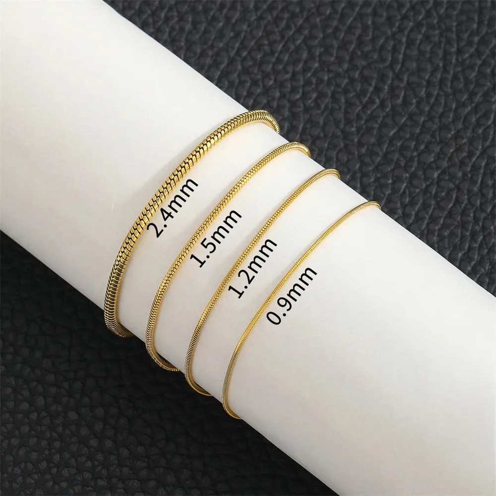 Stainless Steel Snake Bone Chain Men Bracelet Retro 18.5cm Gold Color Bracelet For Women Hip Hop Jewelry Men Fashion Accessories