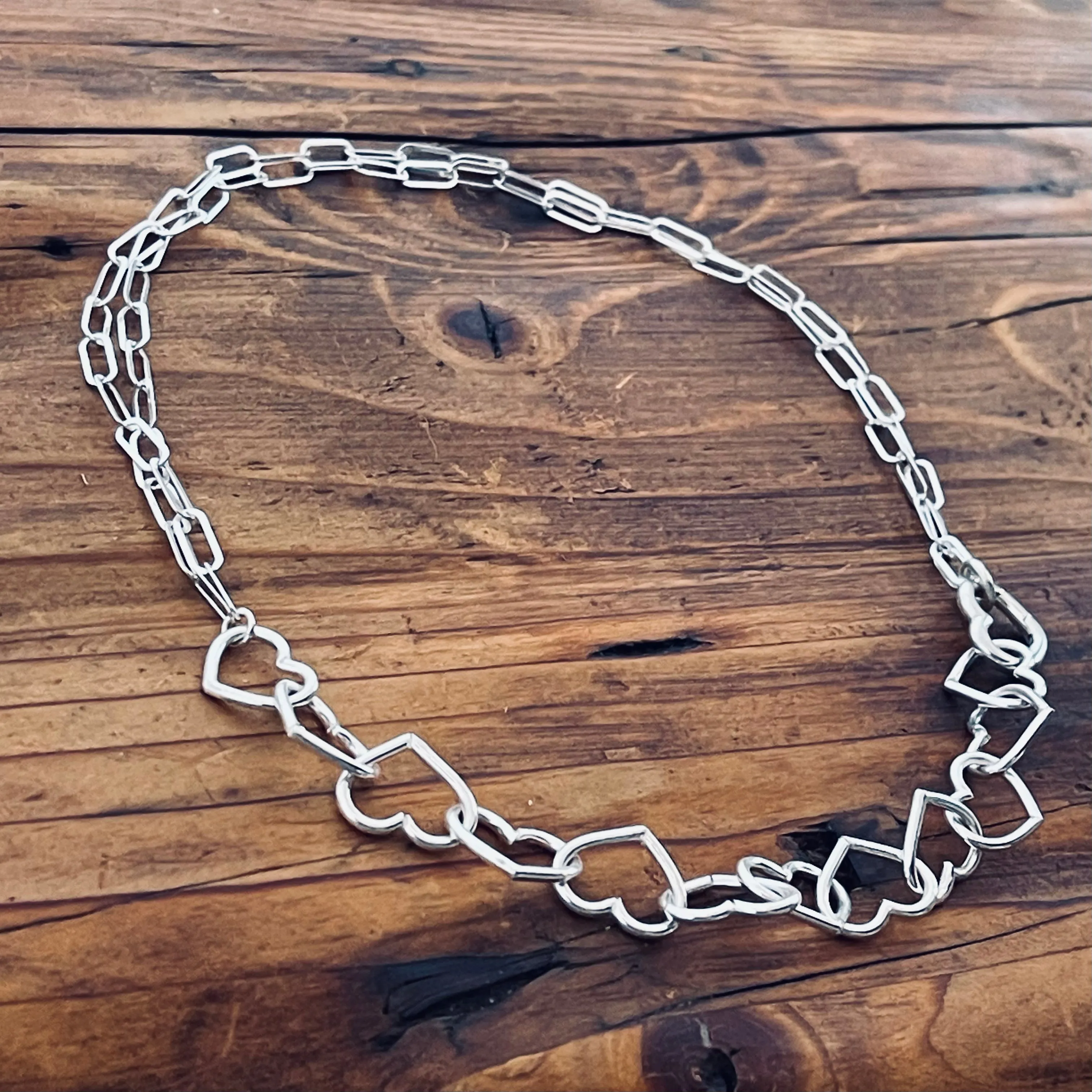 Sterling Silver Heart Necklace or Bracelet