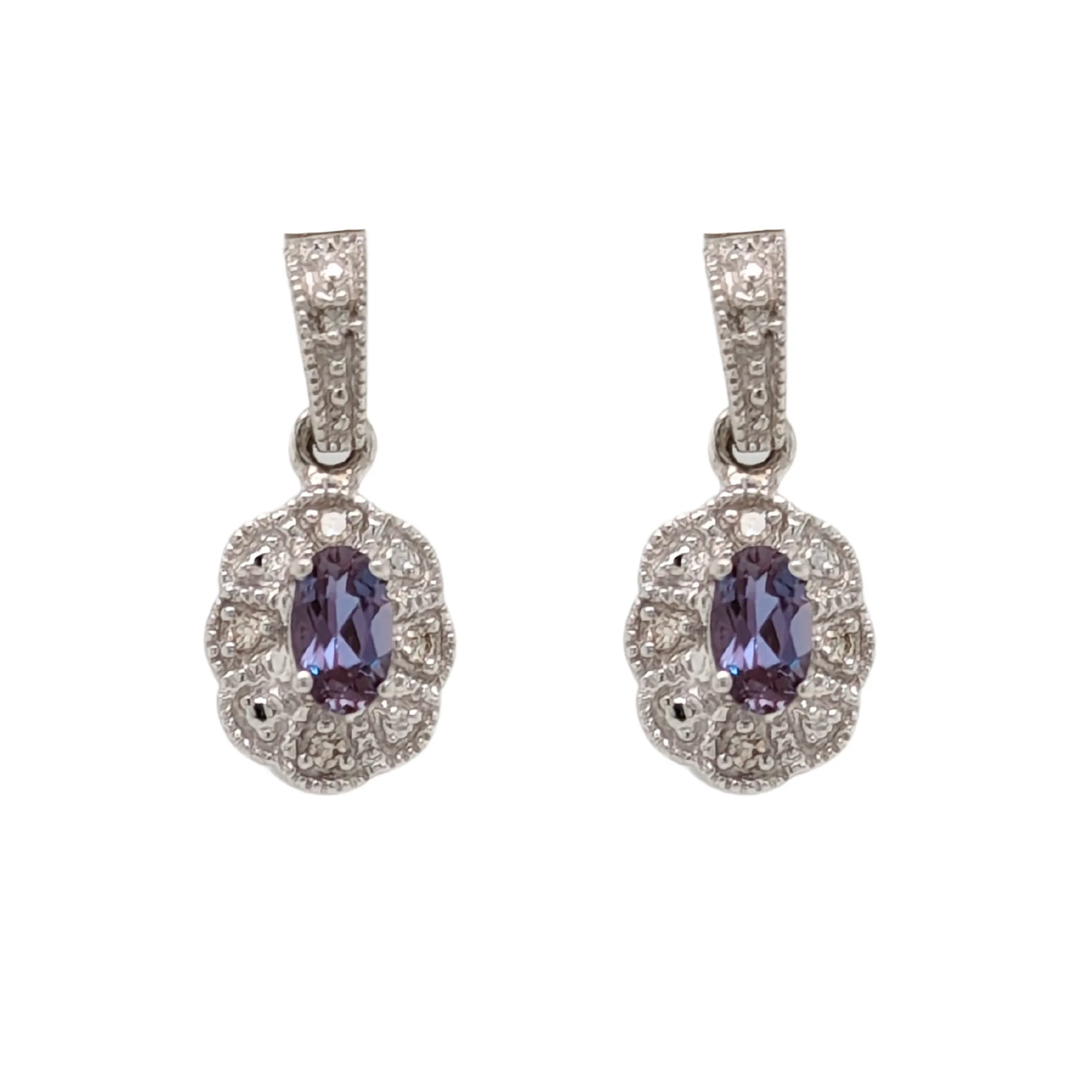 Sterling Silver Lab-Created Alexandrite Dangle Earrings