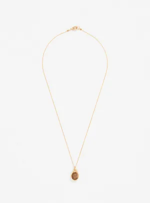 Stone Smokey Vapoured Quartz Gold Plated Necklace