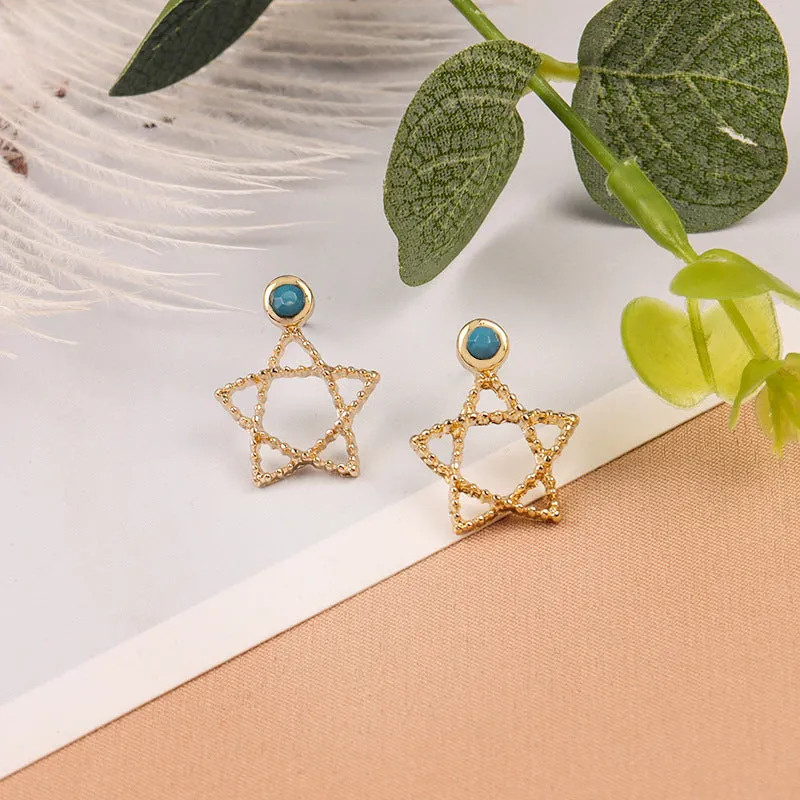 Temperament Simple Hollow Star Wild Geometric Korean Earrings