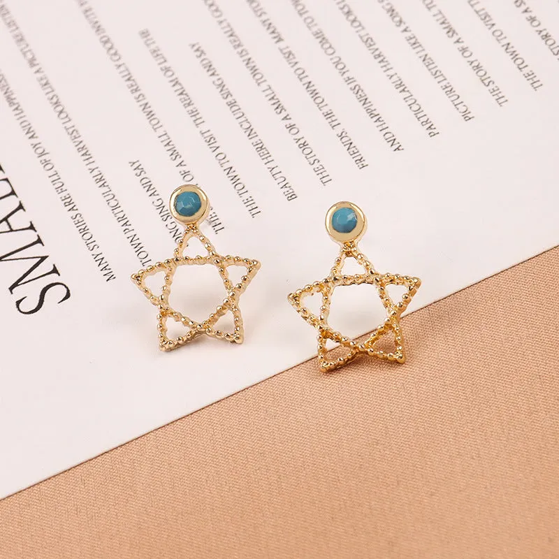 Temperament Simple Hollow Star Wild Geometric Korean Earrings