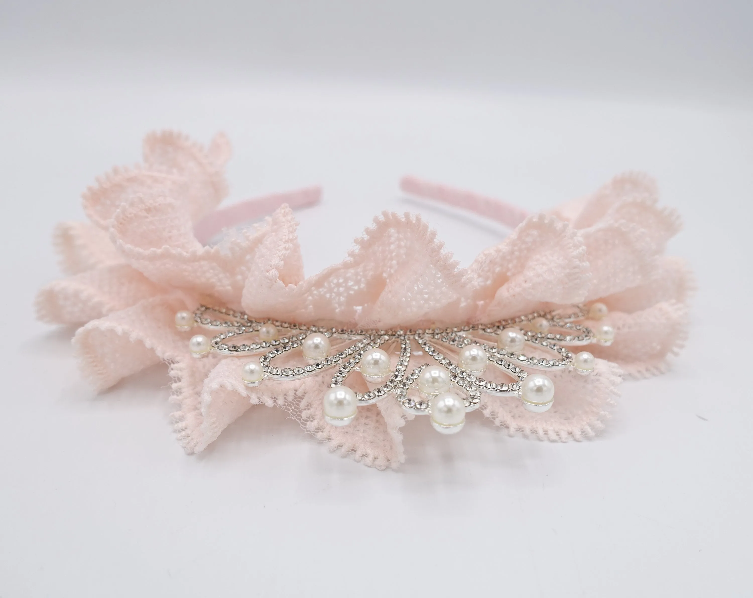 tiara ruffle lace headband for kids and girls