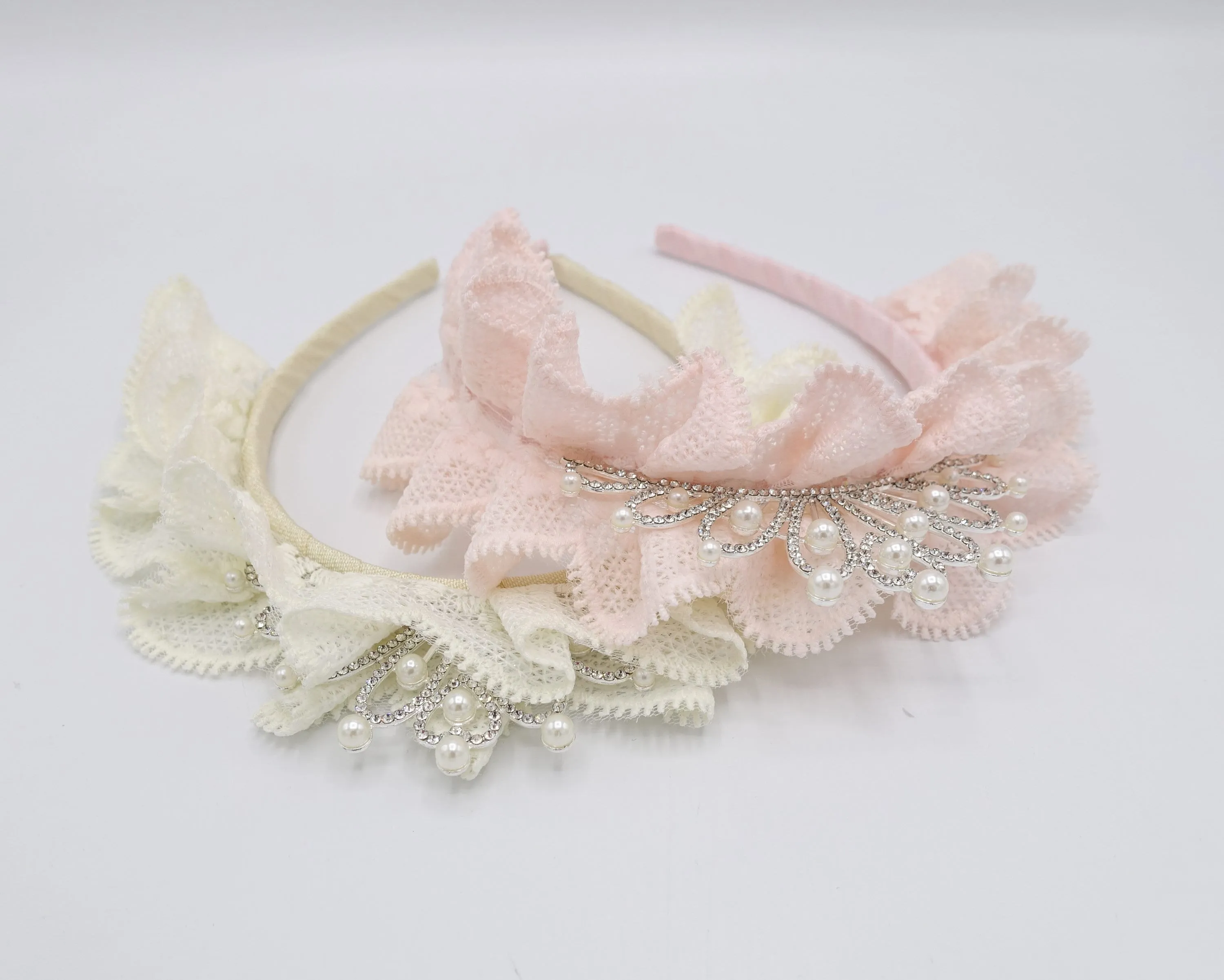 tiara ruffle lace headband for kids and girls