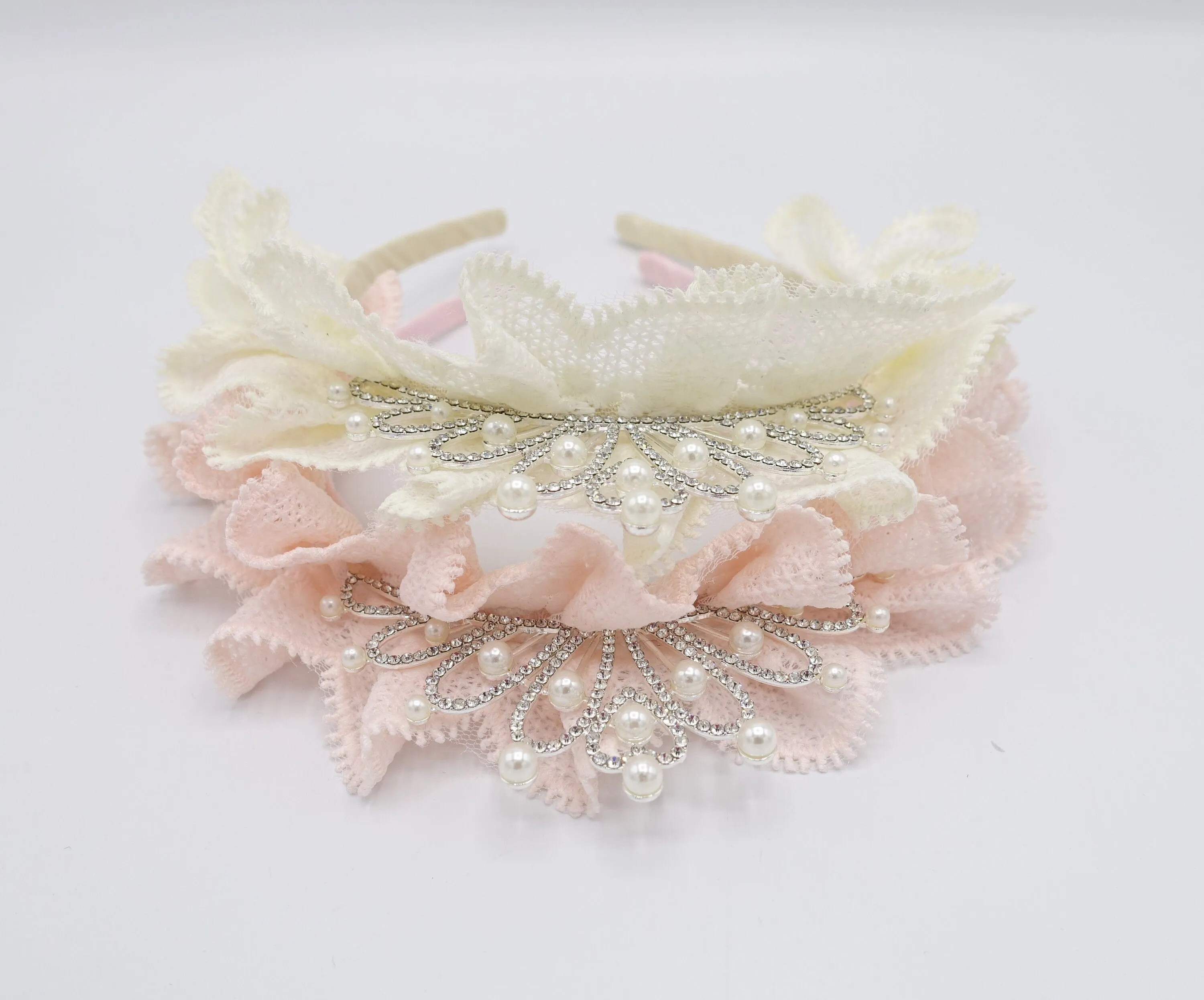 tiara ruffle lace headband for kids and girls