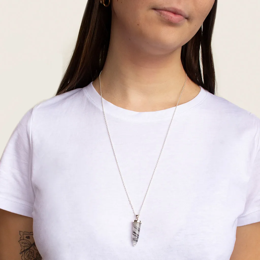 Tourmalinated Quartz Bullet Necklace