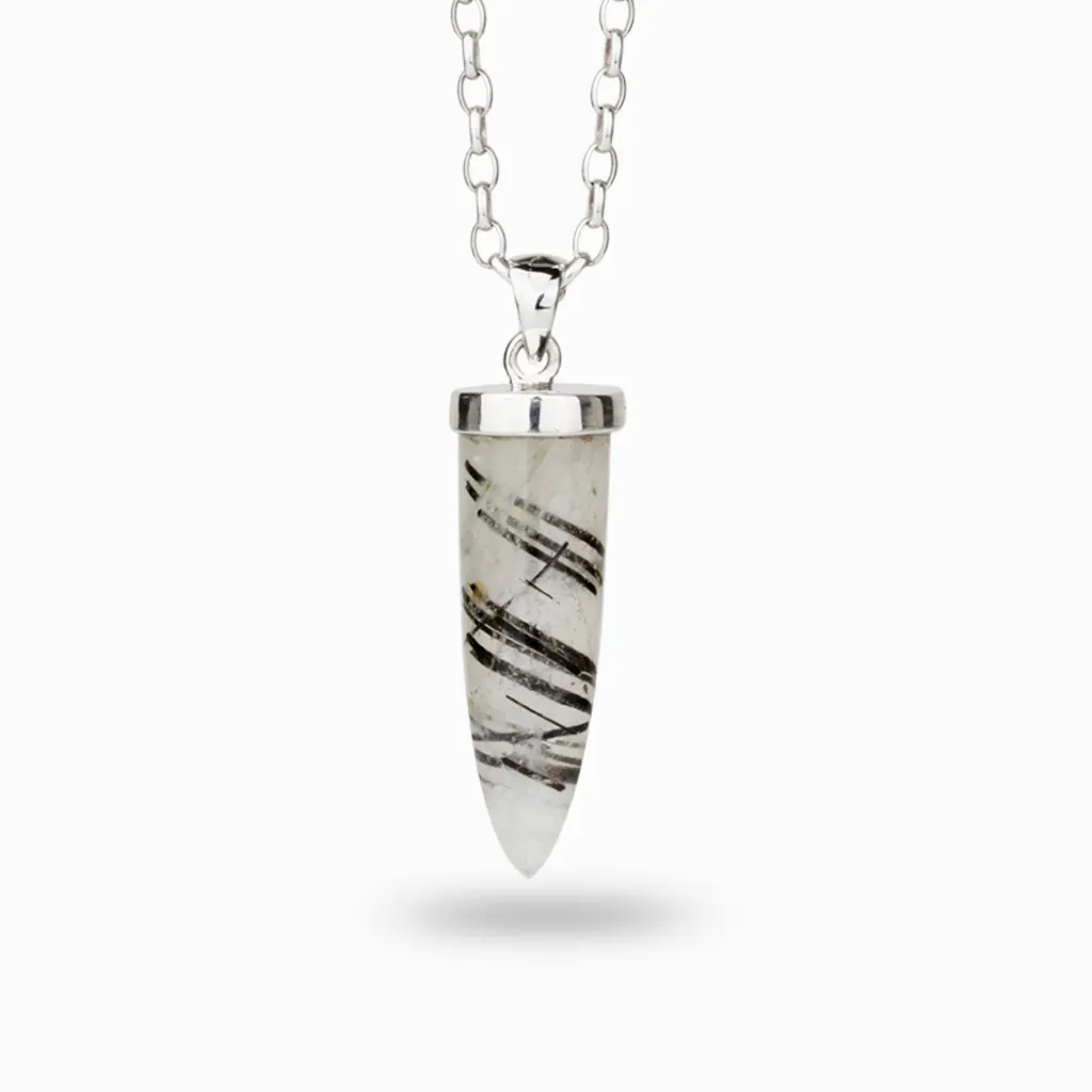 Tourmalinated Quartz Bullet Necklace